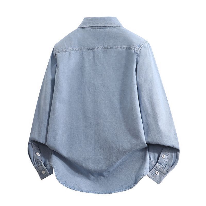 Men S Loose Long Sleeve Denim Shirt Casual Spring Autumn