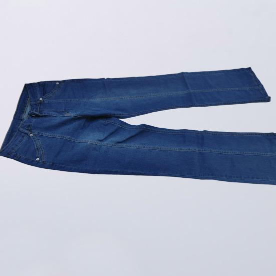 Women Jeans Mid Waist Pockets Zipper Button Closure Retro Washed Flared Hem Slim Fit Colorfast Full Length Lady Long Trousers