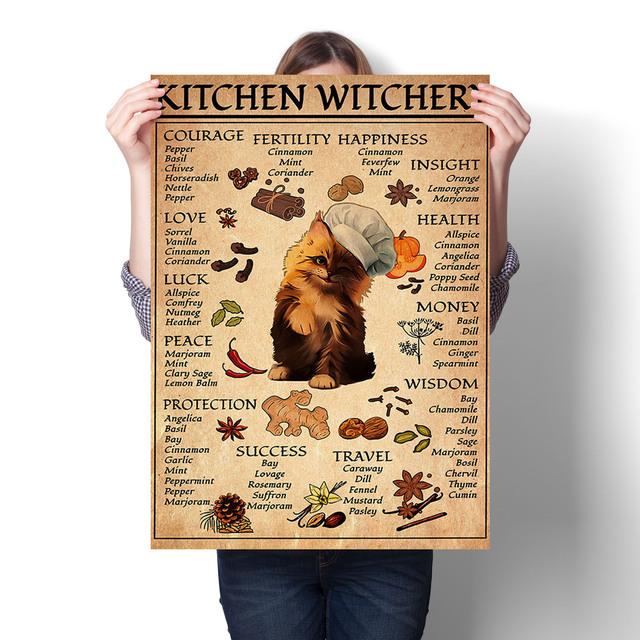 Kitchen Witch Fun Canvas Retro Posters and Printmaking Decorative Murals