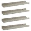 VidaXL Wall Shelves 4 Pcs Concrete Grey 40x9x3 Cm