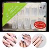 96Pcs/Box Seamless Nail Tips Ladder Shape Ultra Thin Water Drop Fold Transparent Frosted Tip
