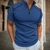 Мужские футболки с коротким рукавом для гольфа, повседневная легкая рубашка, стильная рубашка с воротником-поло на молнии до середины груди