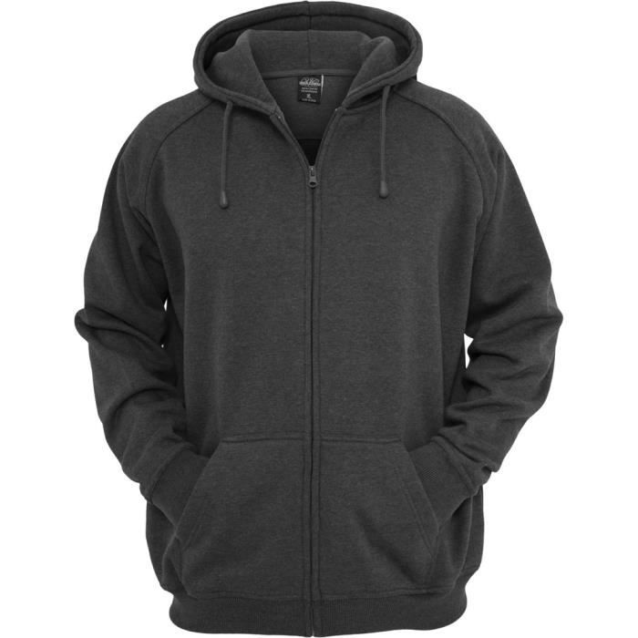 Urban Classics - Zip Sweat À Capuche Charcoal - 3X