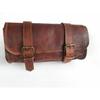 Goat Leather Motorcycle Strap Buckle Closure Tool Bag Genuine Vintage Brown Roll