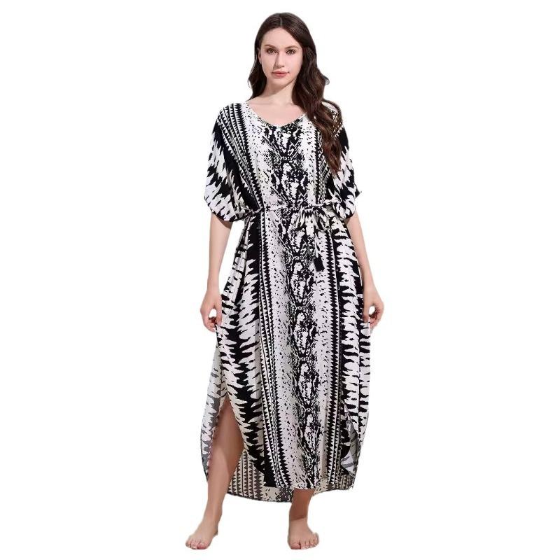 Popular Snake Pattern Printing Beach Blouse Robe Loose Vacation Sunscreen Bikini Blouse
