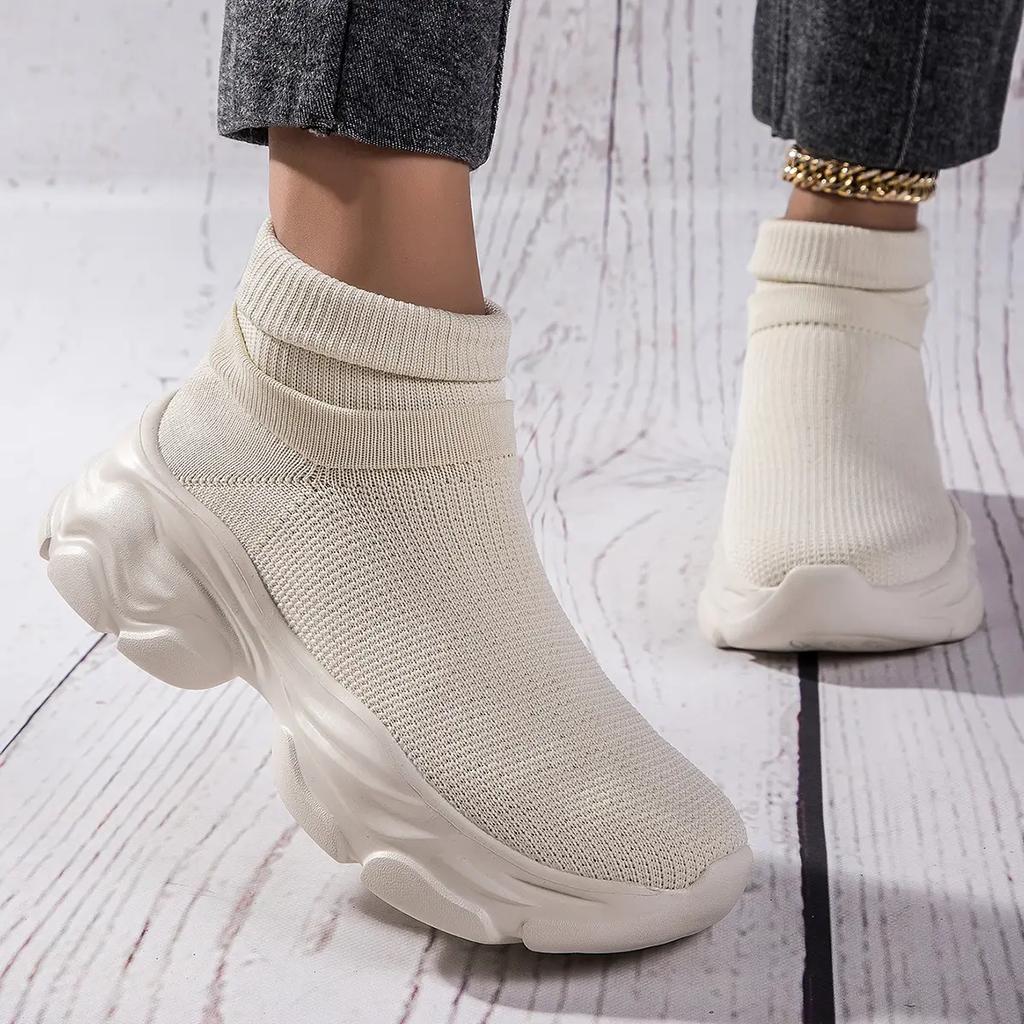 Sneakers Fitness Sports Casual Shoes Running Shoes High-top Slip-on Casual Women's Shoes Are Fashionable and Lightweight Height-increasing Shoes