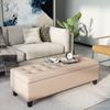 Upholstered Bench with Storage, Button Tufting, up to 120 kg, 125 x 49 x 41.5 cm, Beige