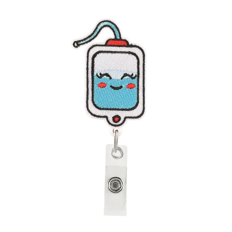Creative Embroidery Badge Reels for Nurses Doctors Cute Smiling Face Embroidery Work Card Holder Hospital Supplies