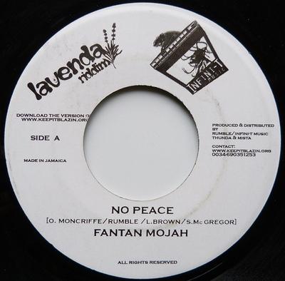 7-дюймовая пластинка FANTAN MOJAH - No Peace NONE Infini-T Music Ямайка Регги, Ска и Даб Б/у