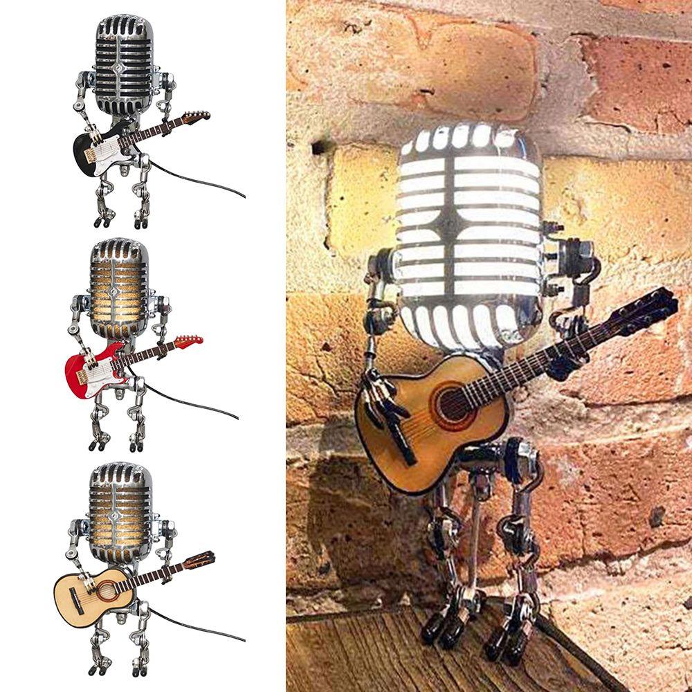 Model Wrought iron USB Ornaments Microphone for playing guitar Robot Decorations Desk lamp
