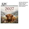 Yearly Planner for Planning 2027 Highland Cow Wall Calendar, 12-Month Farm Landscape with Daily Appointment Tracker Double Coil Binding, Thick