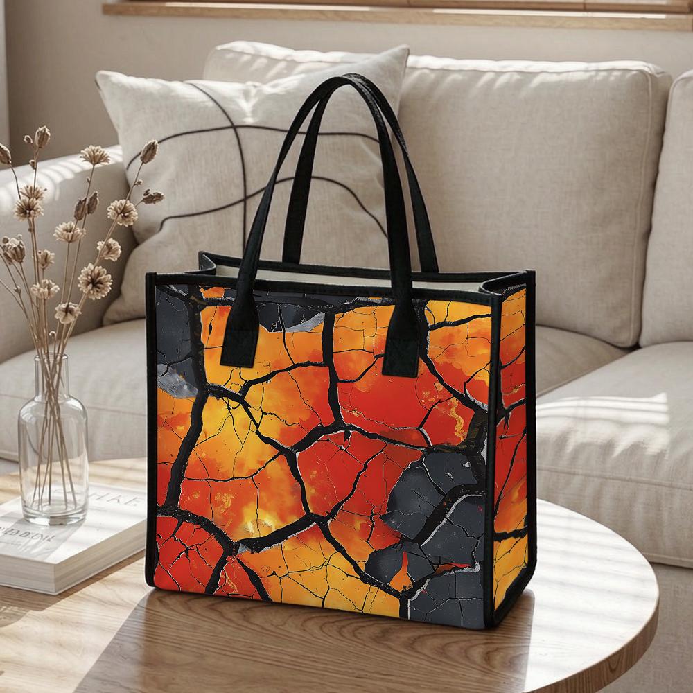 Lava Crack Print Tote Bag Fashion Large Capacity Casual Daily Commuter Shoulder Handbag for Women
