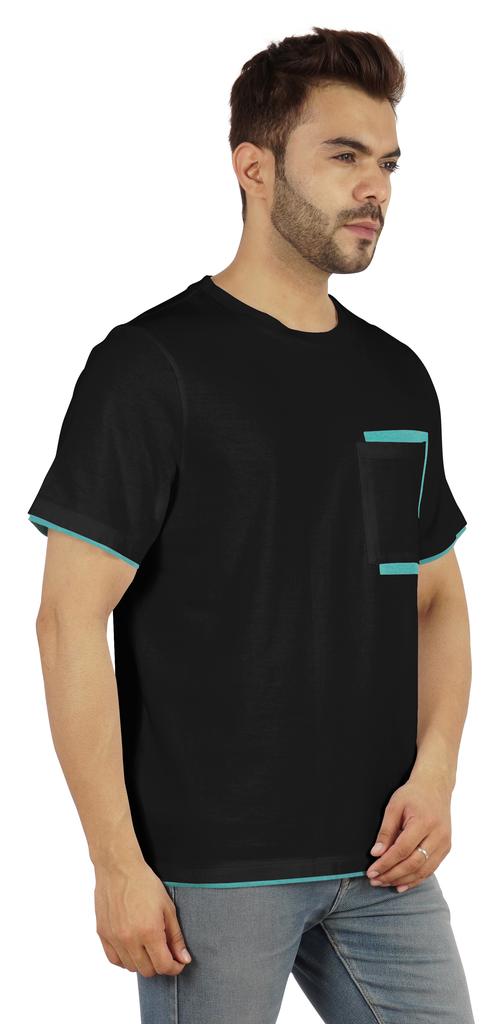 Inkmeso Мужские футболки с круглым вырезом, повседневные базовые рубашки с коротким рукавом и накладным карманом