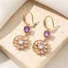 1 Pair Fashion Fashion Flowers Dangle Earrings for Women Cubic Zirconia Earring Jewelry Wedding Party Accessories