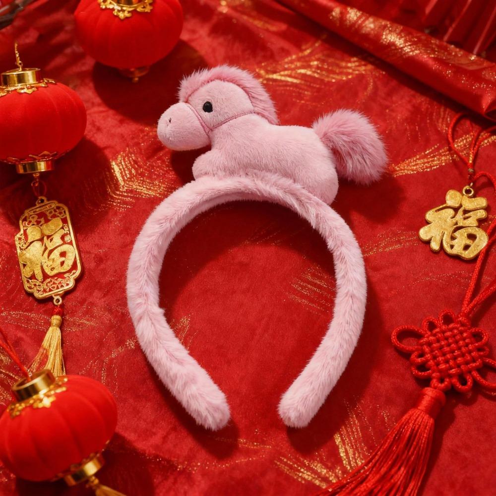Mascot Horse Hairband Horse Doll Plush Horse Headband Cute New Year Headband  Party Decoration