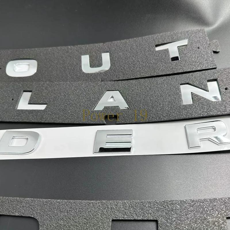 For Outlander 2026 2025 - 2007 Car head Letter 3d Sticker Abs Chrome Glossy Black Silver Styling Auto part Accessories 9pcs