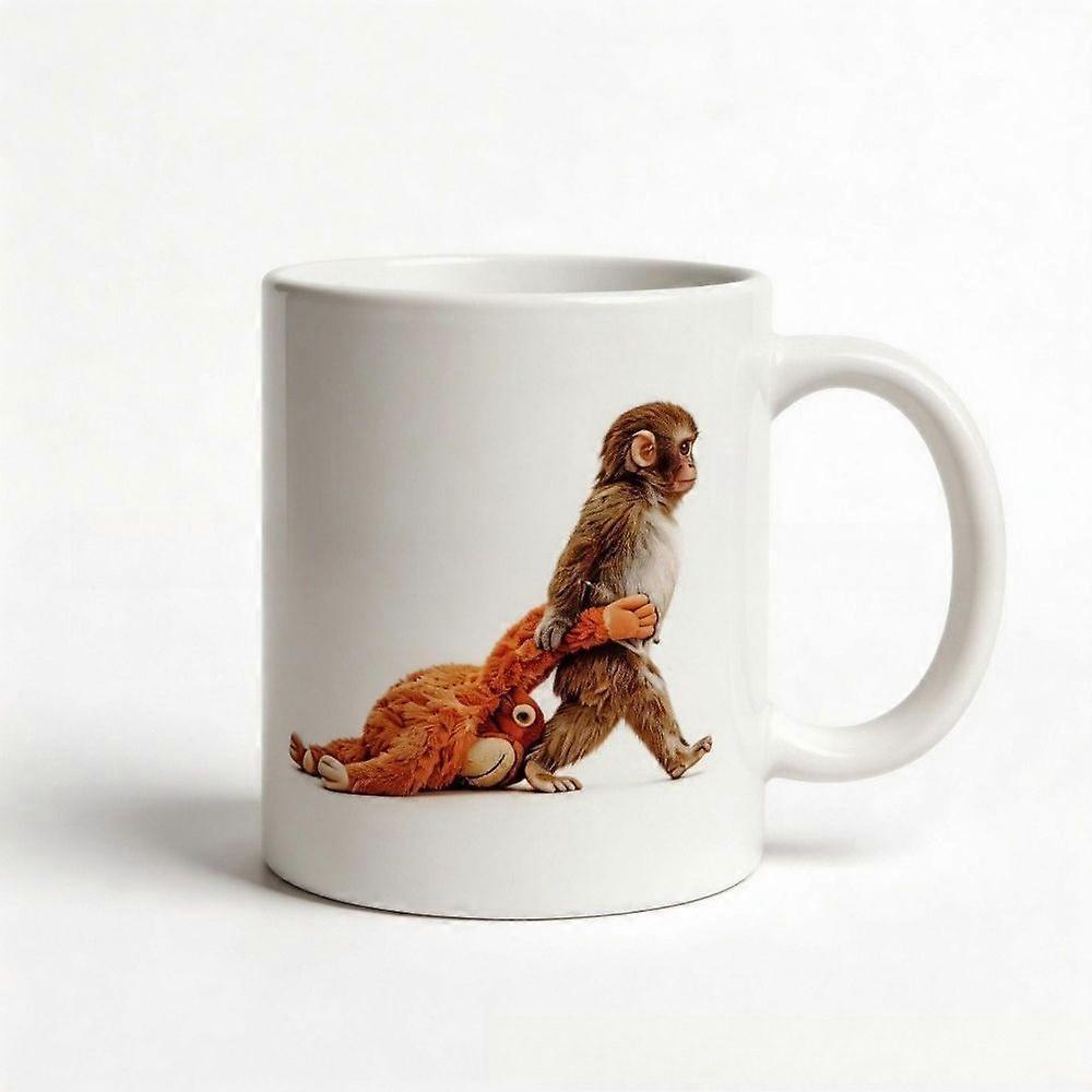 Baby Monkey Plush Mug, 11 oz Ceramic Coffee Cup