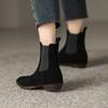 Krazing Pot Зимние ботинки челси из коровьей замши с круглым носком на толстом низком каблуке, увеличивающие рост, женские ботильоны, большой размер 41