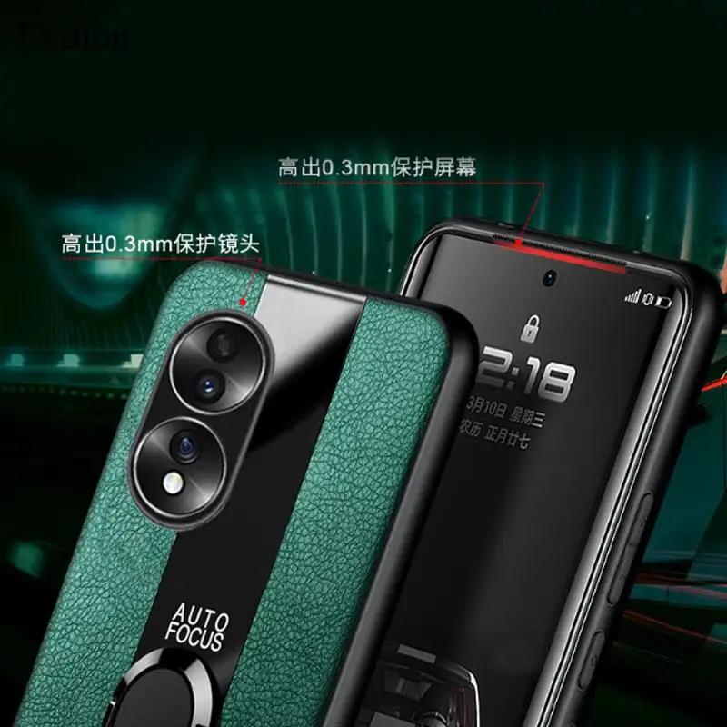 Чехол из Плексигласа и ПУ кожи Для Huawei Honor 70 lite 5G 60 50 SE 90 80 200 Умный Магнитный Металлический Держатель-Кольцо ударопрочный Мягкий Чехол