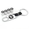 A Set Tire Valve Caps Wheel Cover With Leather KeyChain For Hyundai Creta SantaFe Kona Genesis Equus Coupe Azera ioniq Accessory KK9