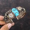 Браслет-манжета из тибетской бирюзы, браслет-манжета из медной проволоки с драгоценными камнями, браслет-манжета из лунного камня, ювелирные изделия ручной работы из меди, регулируемый браслет, подарок на помолвку
