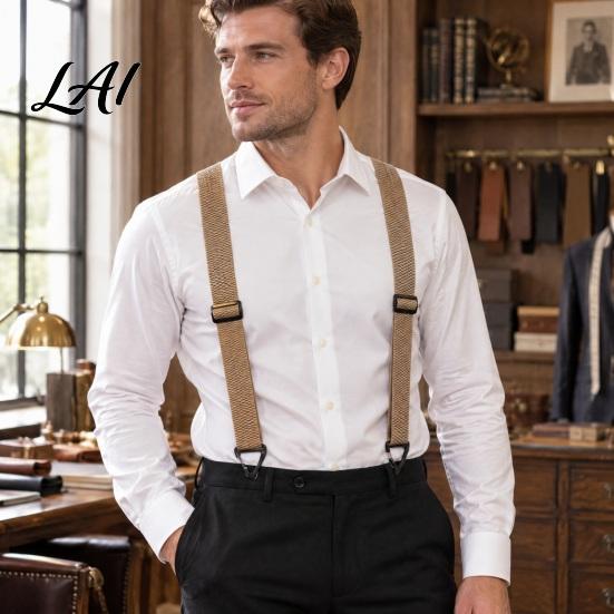 Adjustable Elastic Suspenders Hidden for Men Y-Back Under Clothing Braces 1.6 Inch Wide Length Elastic 3 Hook Clips Trouser Jeans Suit Pants