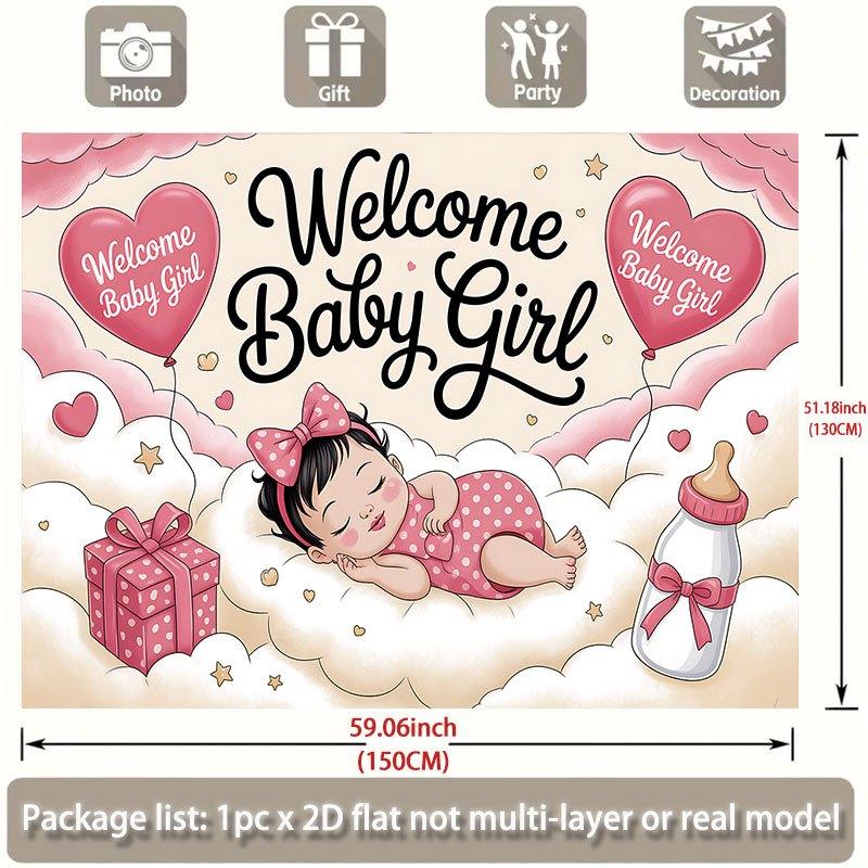 2D flat design 1-piece baby welcoming banner - suitable for baby welcoming parties weddings and birthday celebrations