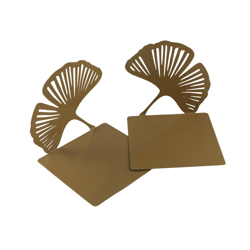 Creative L-shaped Folding Bookends Stylish Metal Book Rack Ginkgo Leaf Bookshelf  Students