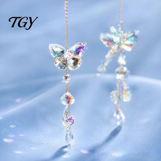 Boho Style Room Hanging Decorations Butterfly & Dragonfly Crystal Suncatcher, Colorful Rainbow Maker Prism Reflective Garden Art Decor Ornament, Wind