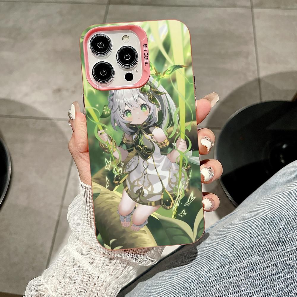 Game GI Nahida Pink Translucent Mobile Phone Case for iPhone 17 16 15 14 13 12 11 X XR XS 8 7 Air Pro Max Plus Colorful Cover