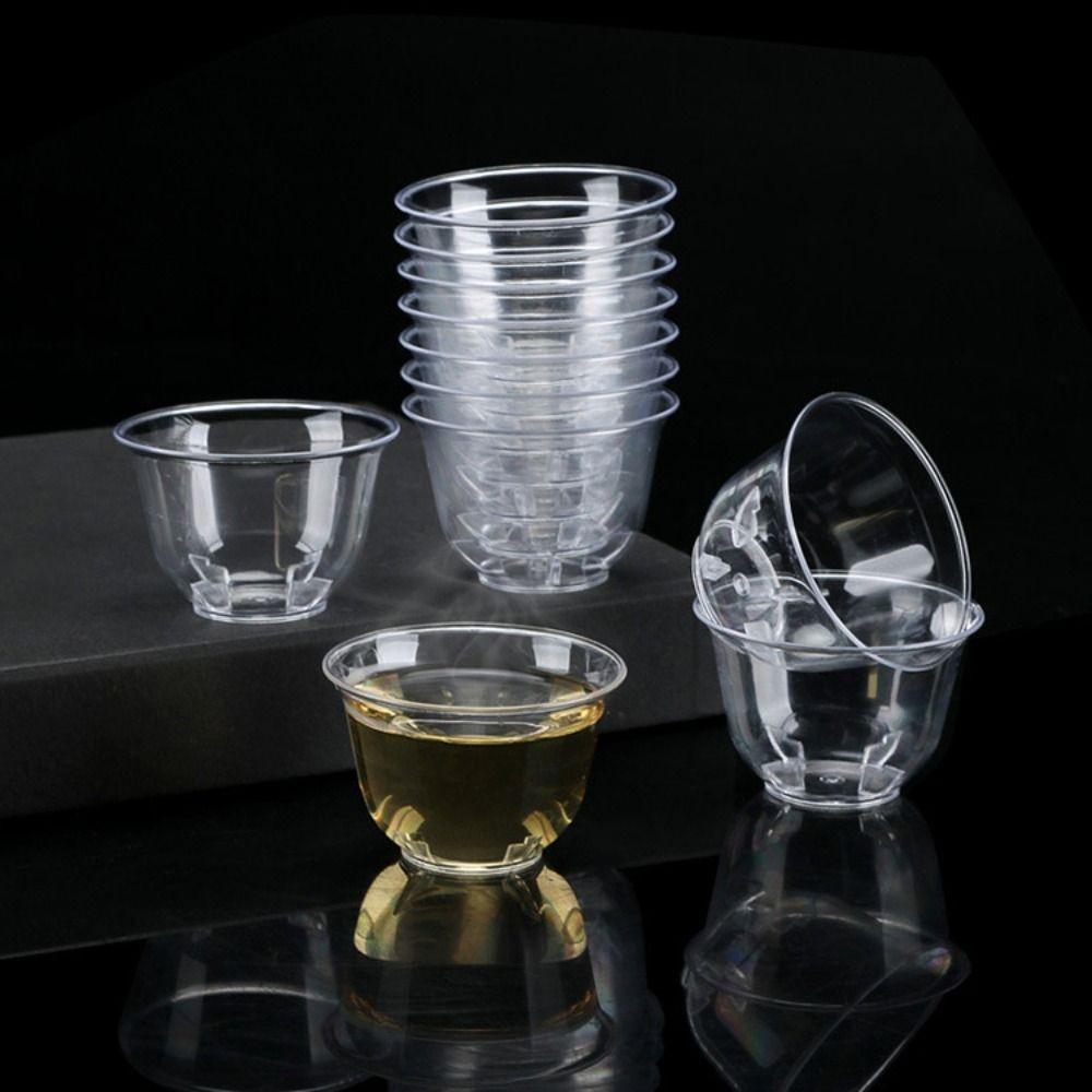 50pcs 60ml Shot Cup Disposable Kung Fu Tea Cup Mini Clear Plastic Tea Cup Office