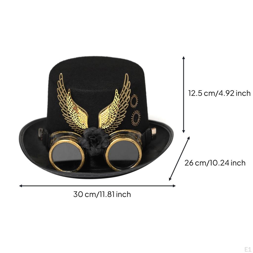 Steampunk Top Hat Eyepiece Lens Details Headpiece Wing Decoration
