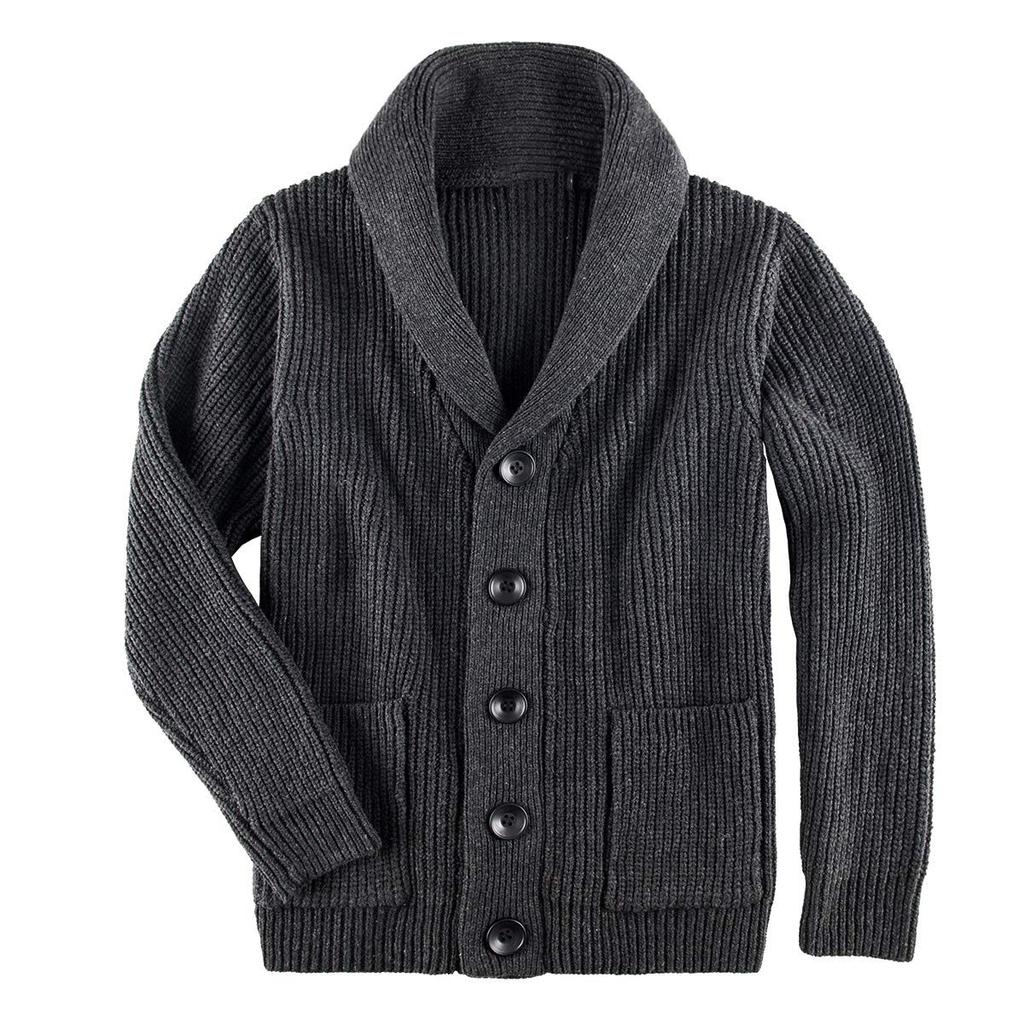 Men's Casual Single-breasted Cardigan Plus Size Cardigan Top Warm Long-sleeved Knitted Cardigan