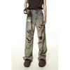 Distressed Ripped Washed Denim Jeans Unisex Loose Fit Straight Leg Casual Streetwear Pants Men Women