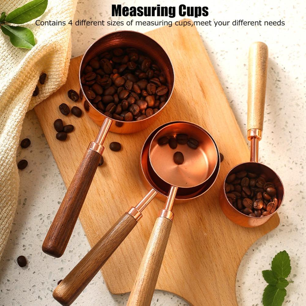 4PC Set Stainless Steel Measuring Cup Set Rose Gold Finish Nesting Measuring Cups Kitchen Use