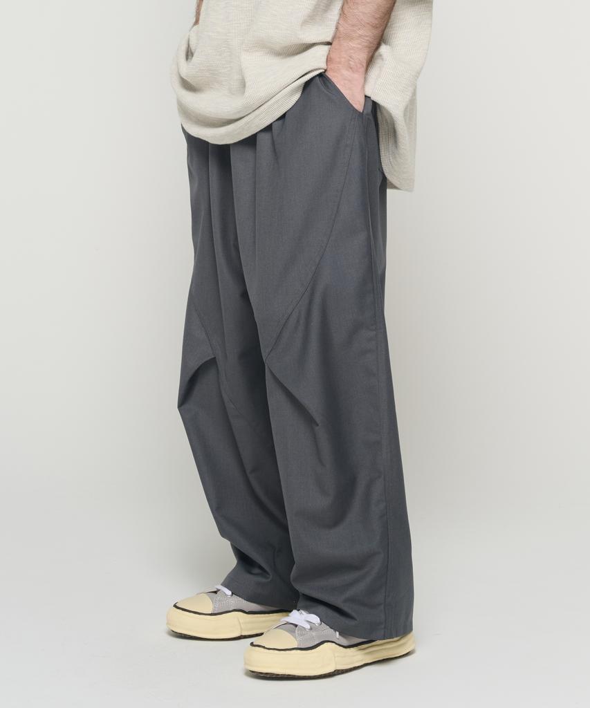 CARGOBROS Curved Wide Banding Slacks (Charcoal)