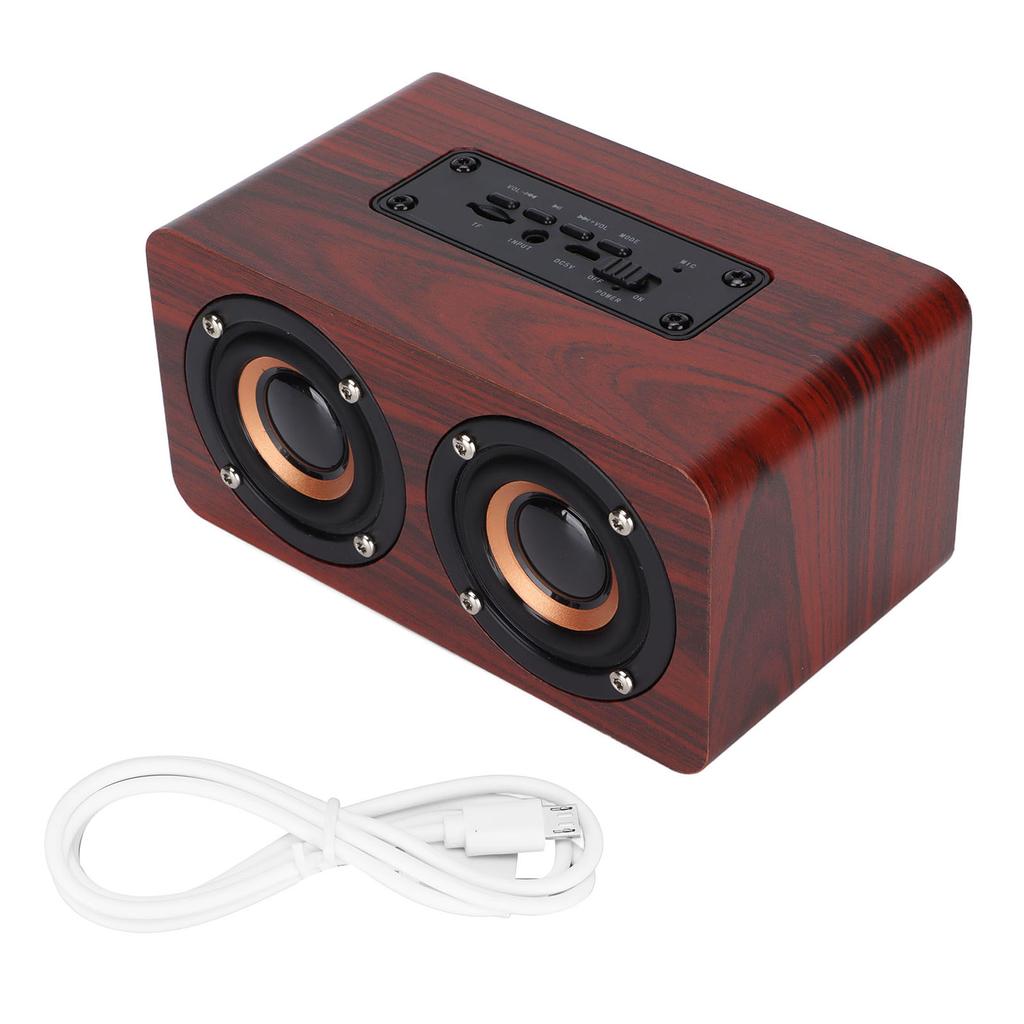 Wooden Bluetooth Speaker Retro Wireless Subwoofer AUX Stereo Speaker for Home TabletBrown Wood Grain Color