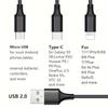 3 in 1 Fast Charging USB Cable, Nylon Braided Flat Charger Cord, 20W Multi Device Charging Wire, 1.2m Durable Data Cable