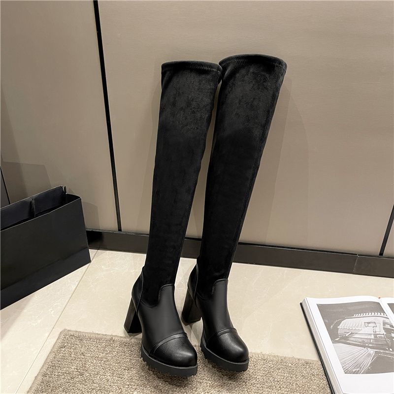 Knee High Slim Boots Children 2025 Autumn and Winter New Internet Celebrity Slim Boots Thick Heel Growth Boots Women