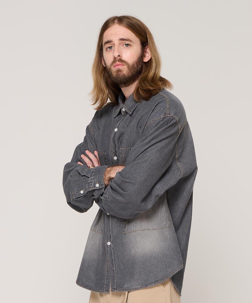 CARGOBROS Washed Square Denim Shirt (Dark Denim)