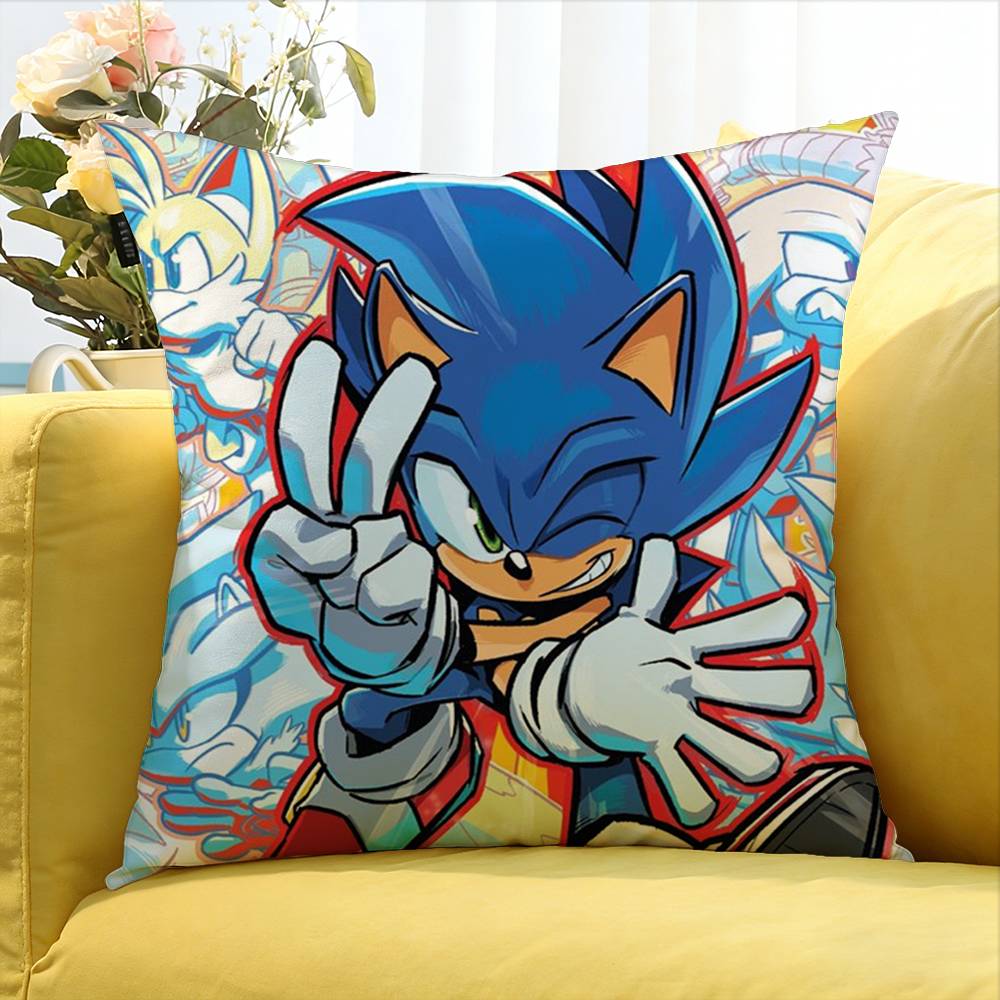 Classic Game S-Sonic Various Sizes Square Pillow Case For Car Home Bedchamber Decor