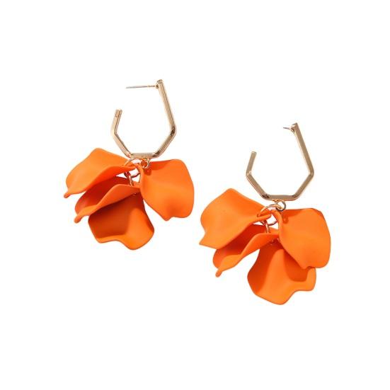 1 пара серег с лепестками роз, висячие длинные стильные серьги-капли, яркие цветные серьги