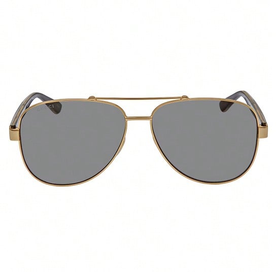 Gucci GG0528S 006 Мужские Авиаторы - Золотая Металлическая Оправа и Серые Линзы