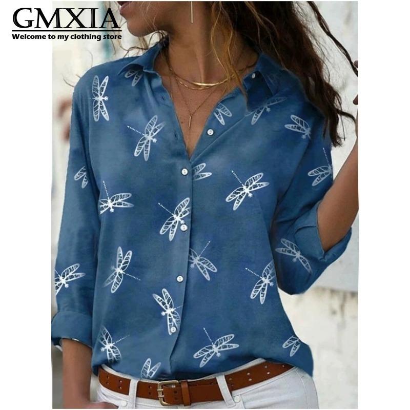 GMXIA 38 цветов Женская мода Повседневные Блузки и рубашки с длинным рукавом и воротником ПОЛО