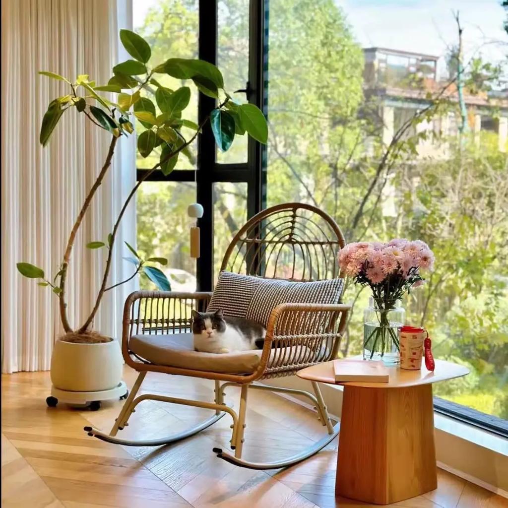 Rocking chair balcony casual rattan chair household lazy single living room happy outdoor adult garden chair rocking