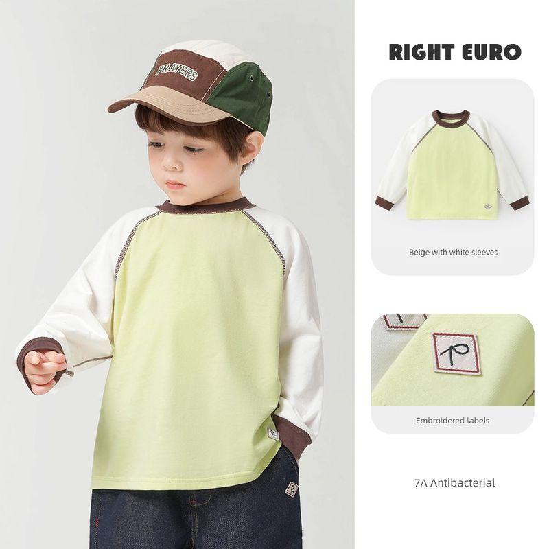 Right-Hand European Style Boys' Raglan Long-Sleeve T-Shirt, New Spring Children's Clothing, Spring Style Kids' Base Shirt Top, Spring Fashion