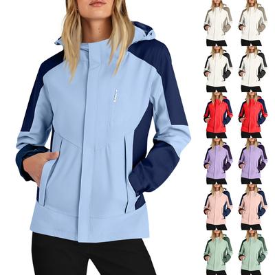 Женская однотонная полосатая дождевик на открытом воздухе плюс водонепроницаемый плащ с капюшоном ветрозащитный