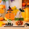 Halloween Wooden Ornaments With Pumpkin Bat Skull Halloween Party Horror Props For Trick Or Treat Party Decor