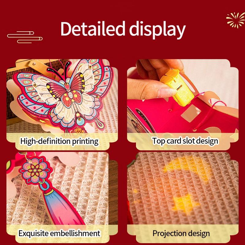 Rabbit Lion Lantern DIY Material Package Handheld Lanterns Party Gift for Friends Chinese New Year Decoration Photo Props 5
