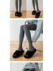 Extra Long Smoke Grey Fleece-Lined Micro Compression Vertical Stripe Women's Pantyhose Socks